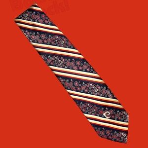 Vintage 1970s Pierre Cardin wide striped floral paisley necktie